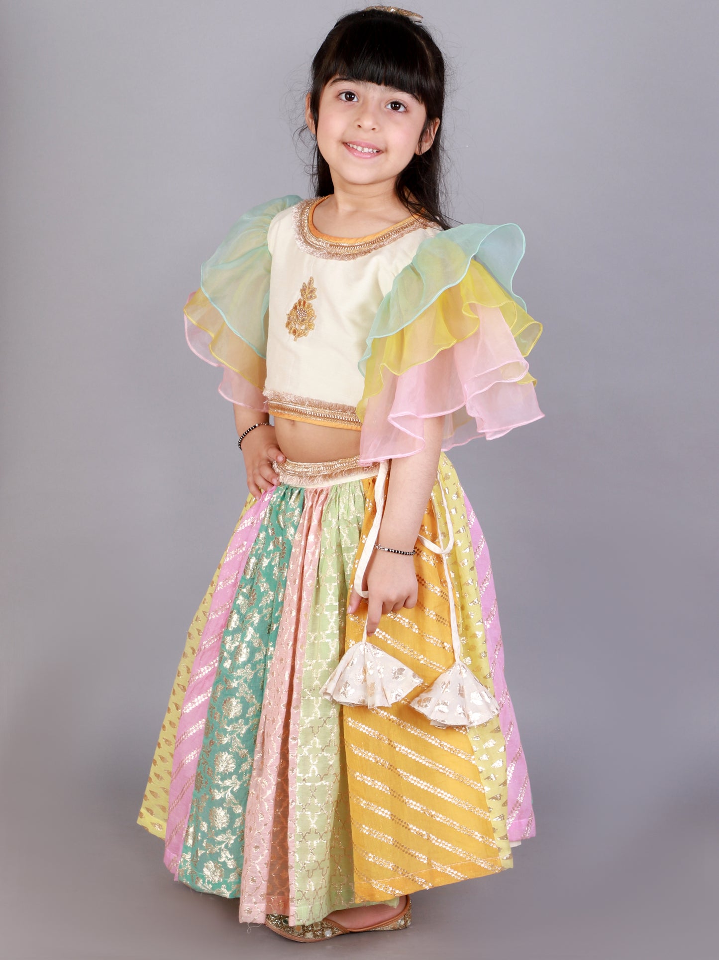 Pastel multi colors lehnga set