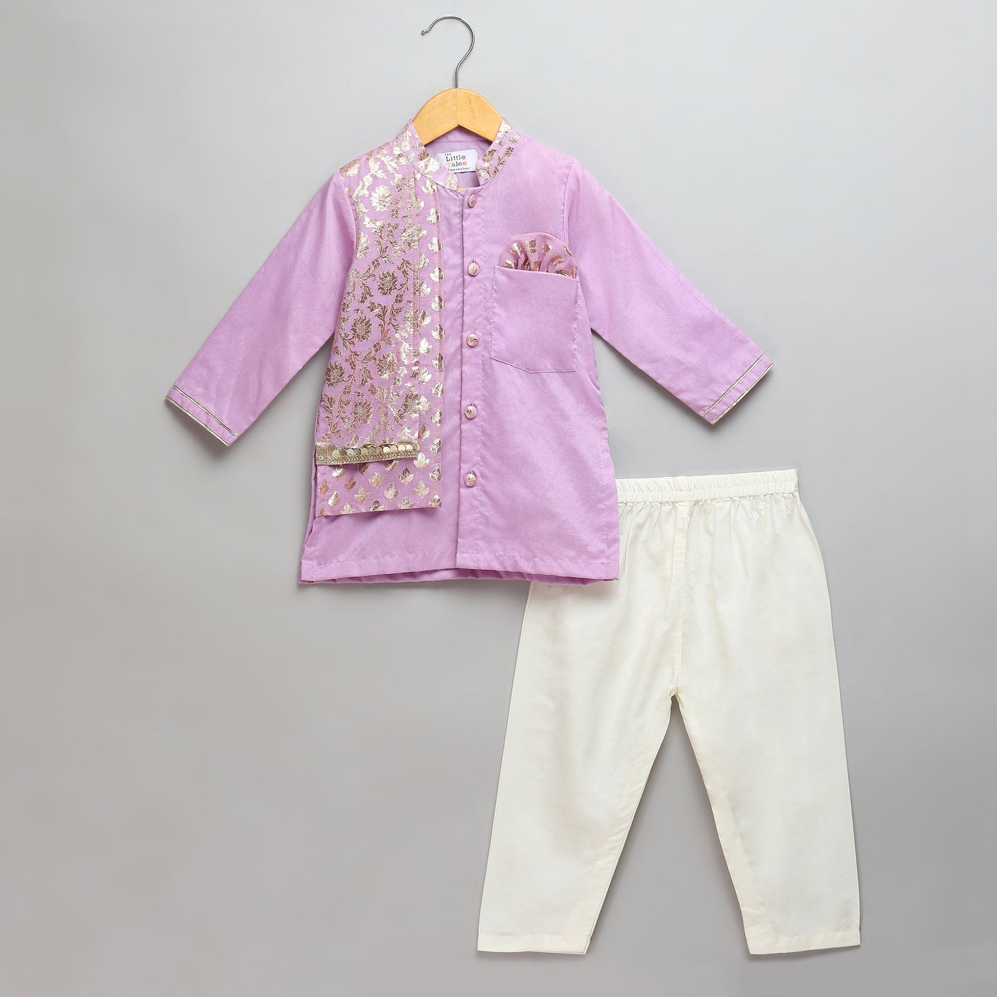 Pastel purple Kurta Pyjama with Attached jacket