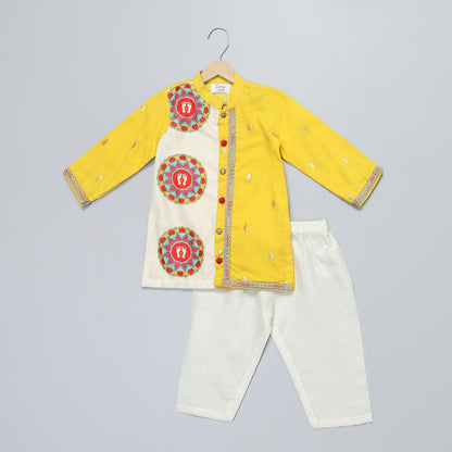 Yellow Laxmi feet Kurta Pyjama set