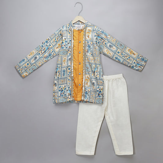 Blue parrot printed kurta Pyjama set