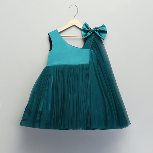 GREEN SATIN DRESS