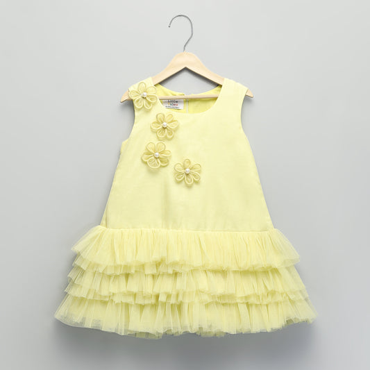 YELLOW 3D FLOWER DRESS