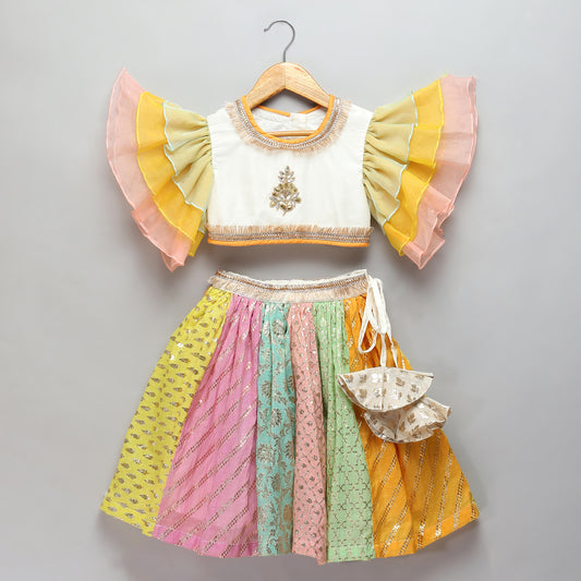 Pastel multi colors lehnga set