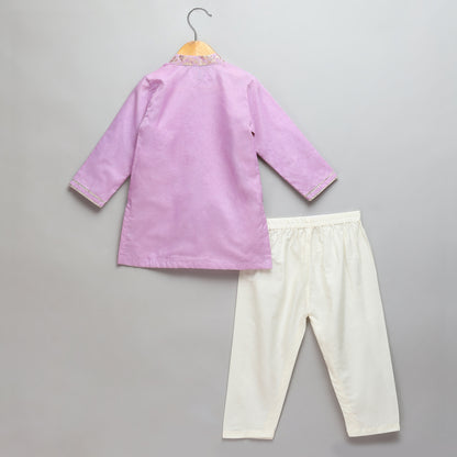 Pastel purple Kurta Pyjama with Attached jacket