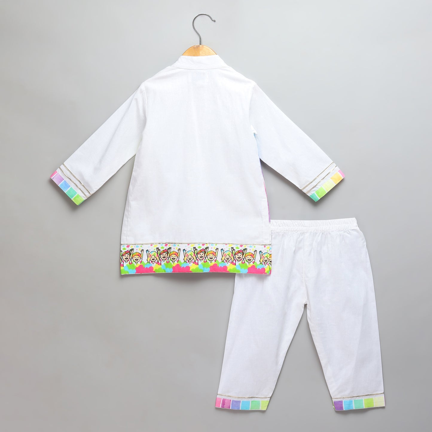 Happy Holi kids Printed Kurta Pyjama set