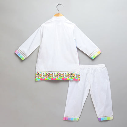 Happy Holi kids Printed Kurta Pyjama set