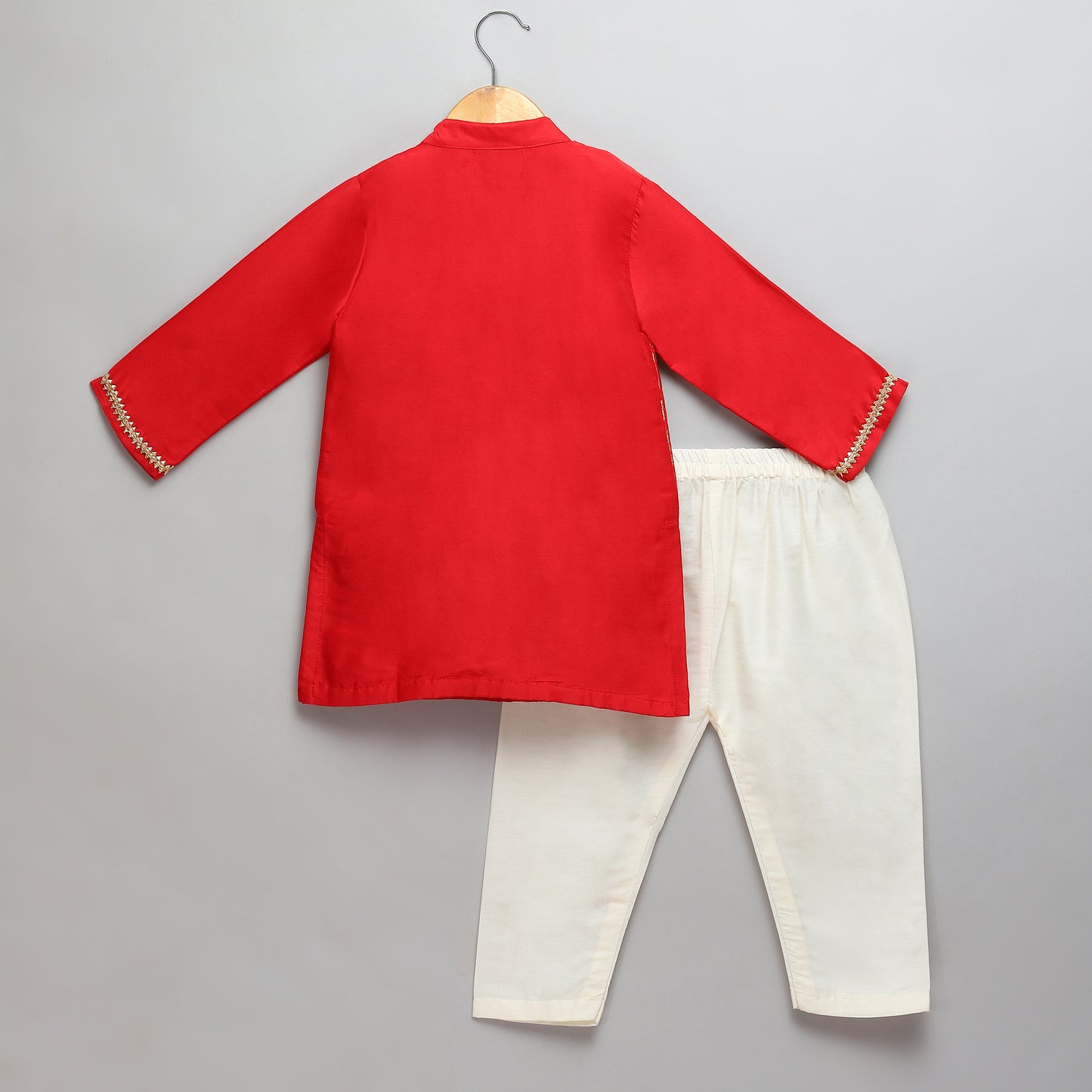 Red Kurta Pyjama with Attached Brocade jacket (Sale)