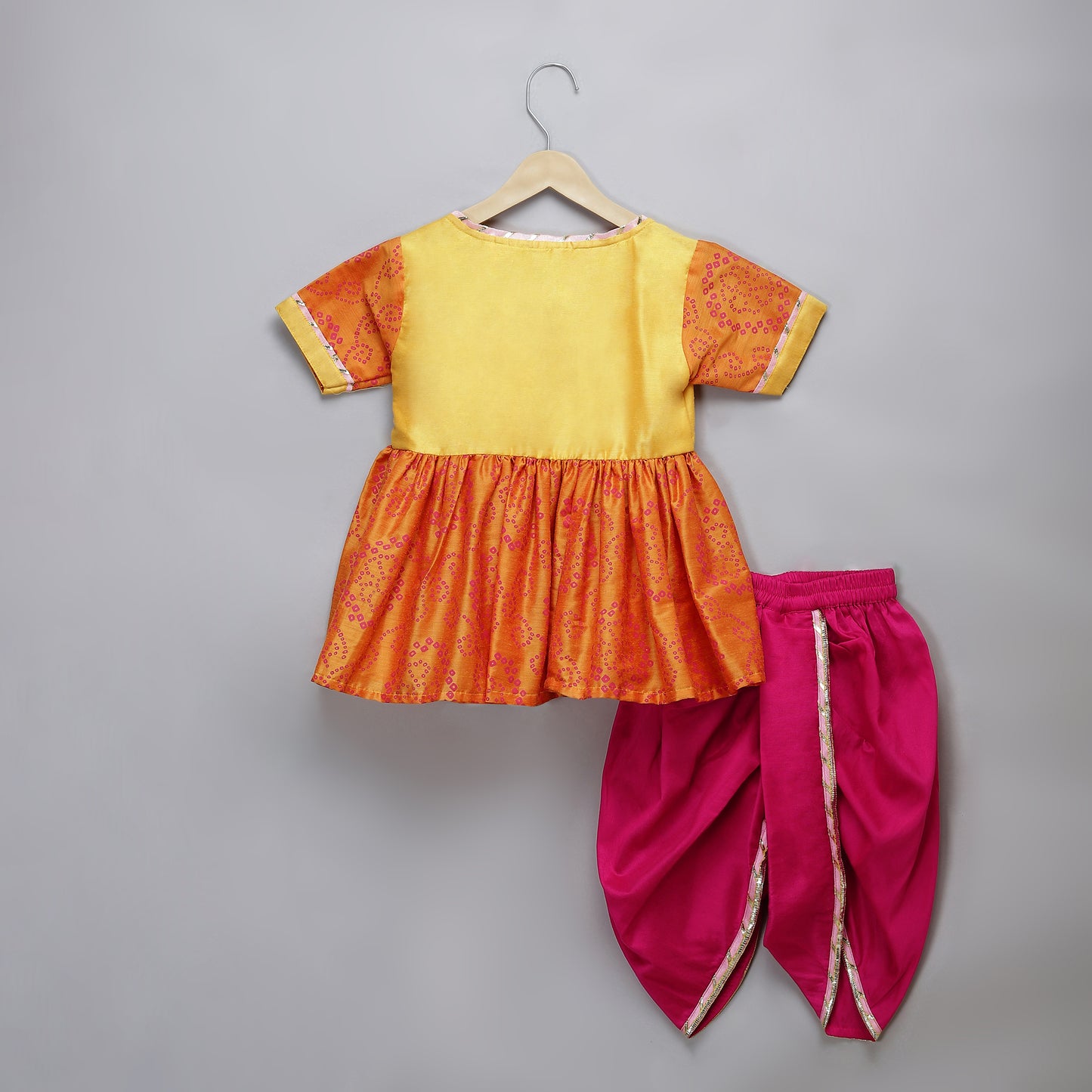 Ganpati embroidered Orange Yellow dhoti set