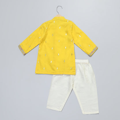 Yellow Laxmi feet Kurta Pyjama set