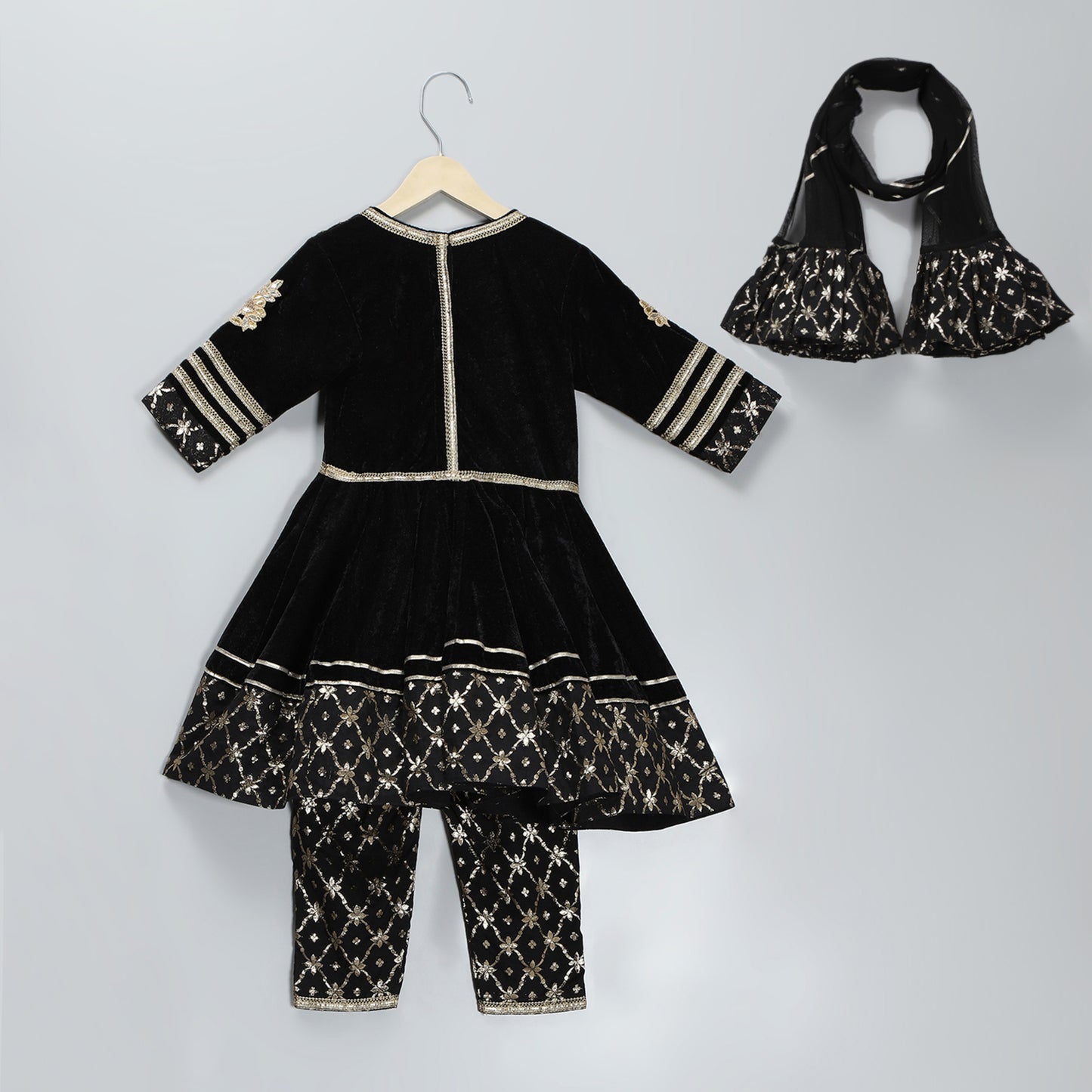 Black  color anarkali set with duppata