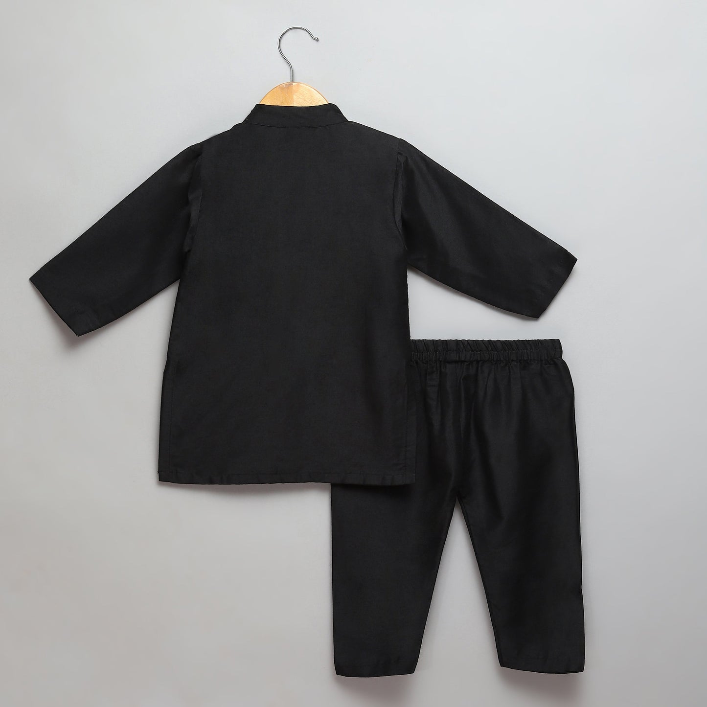 Black Kurta Pyjama with Attached jacket -1