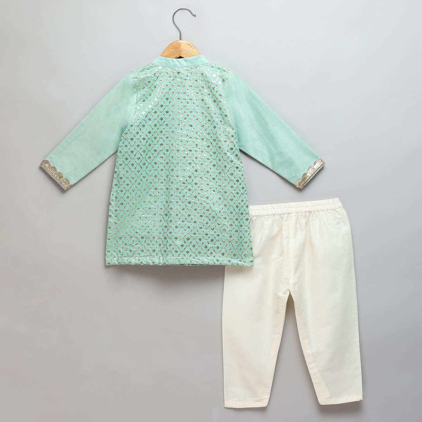 Mint Green  multi zari panelled kurta Pyjama