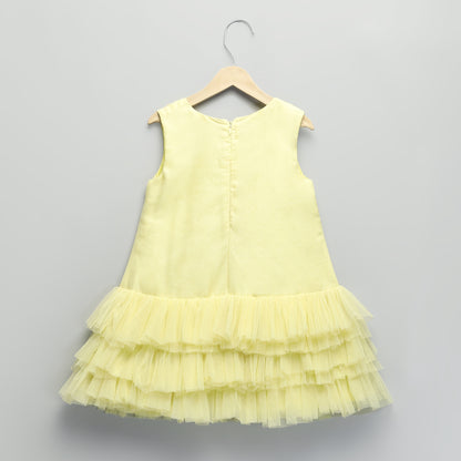 YELLOW 3D FLOWER DRESS