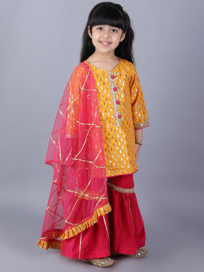 Yellow and Pink Festive Kurta Sharara set