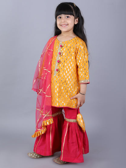 Yellow and Pink Festive Kurta Sharara set