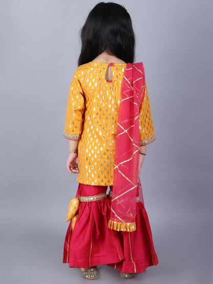 Yellow and Pink Festive Kurta Sharara set