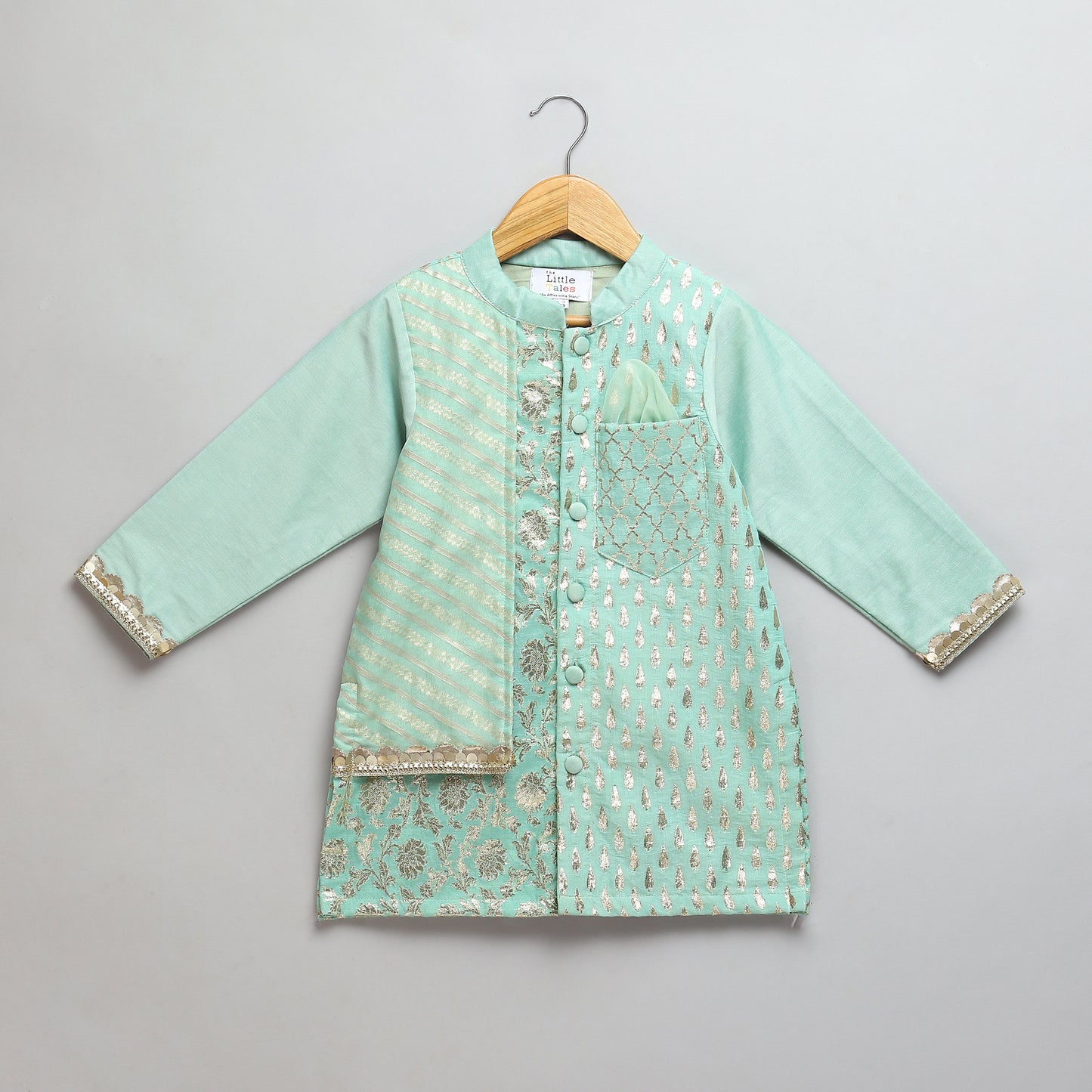 Mint Green  multi zari panelled kurta Pyjama