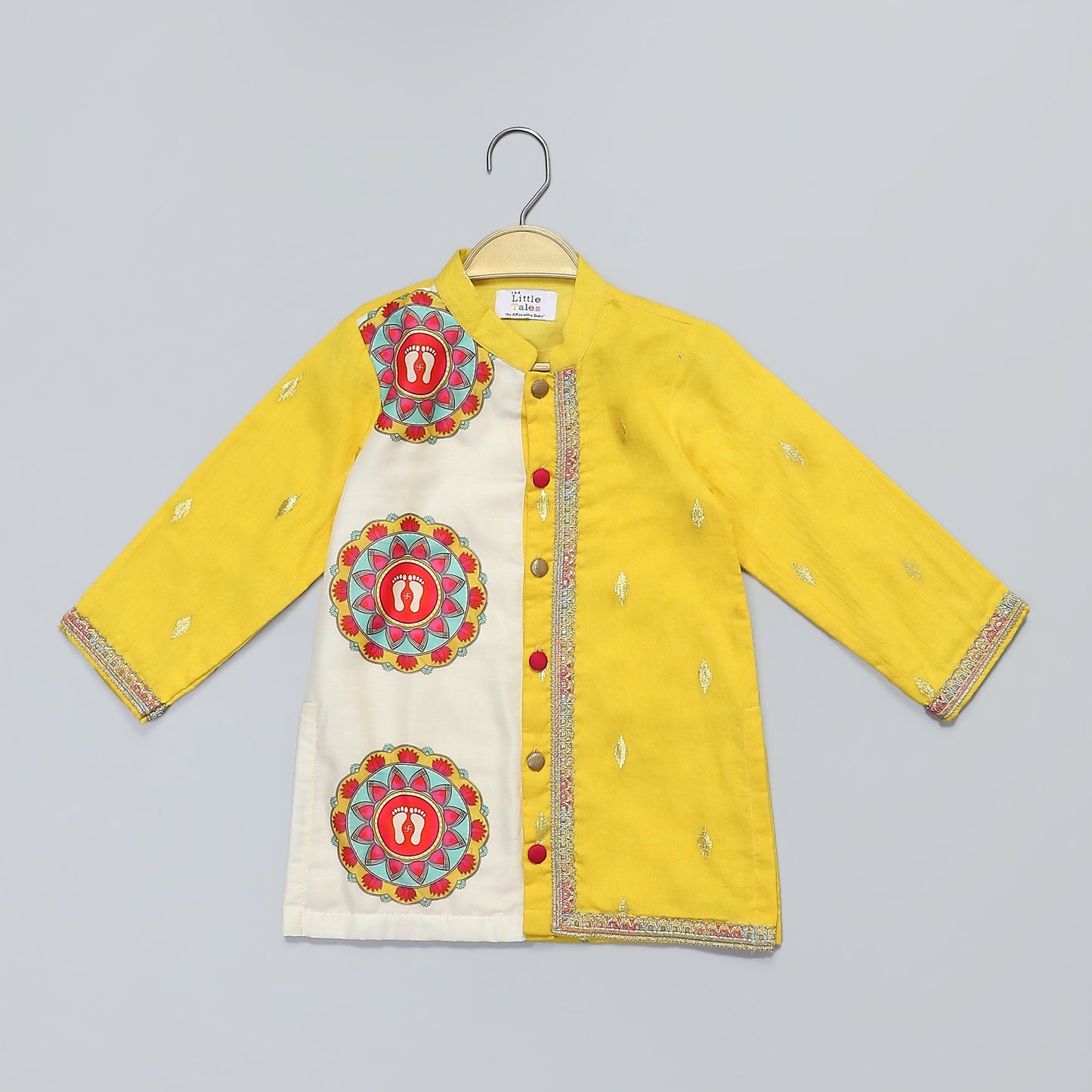 Yellow Laxmi feet Kurta Pyjama set