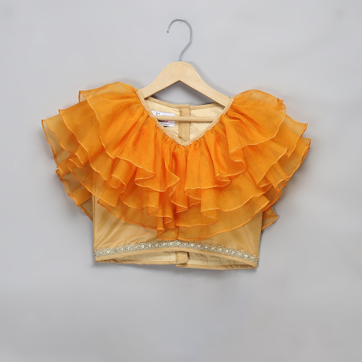 Golden Orange frill printed lehnga set