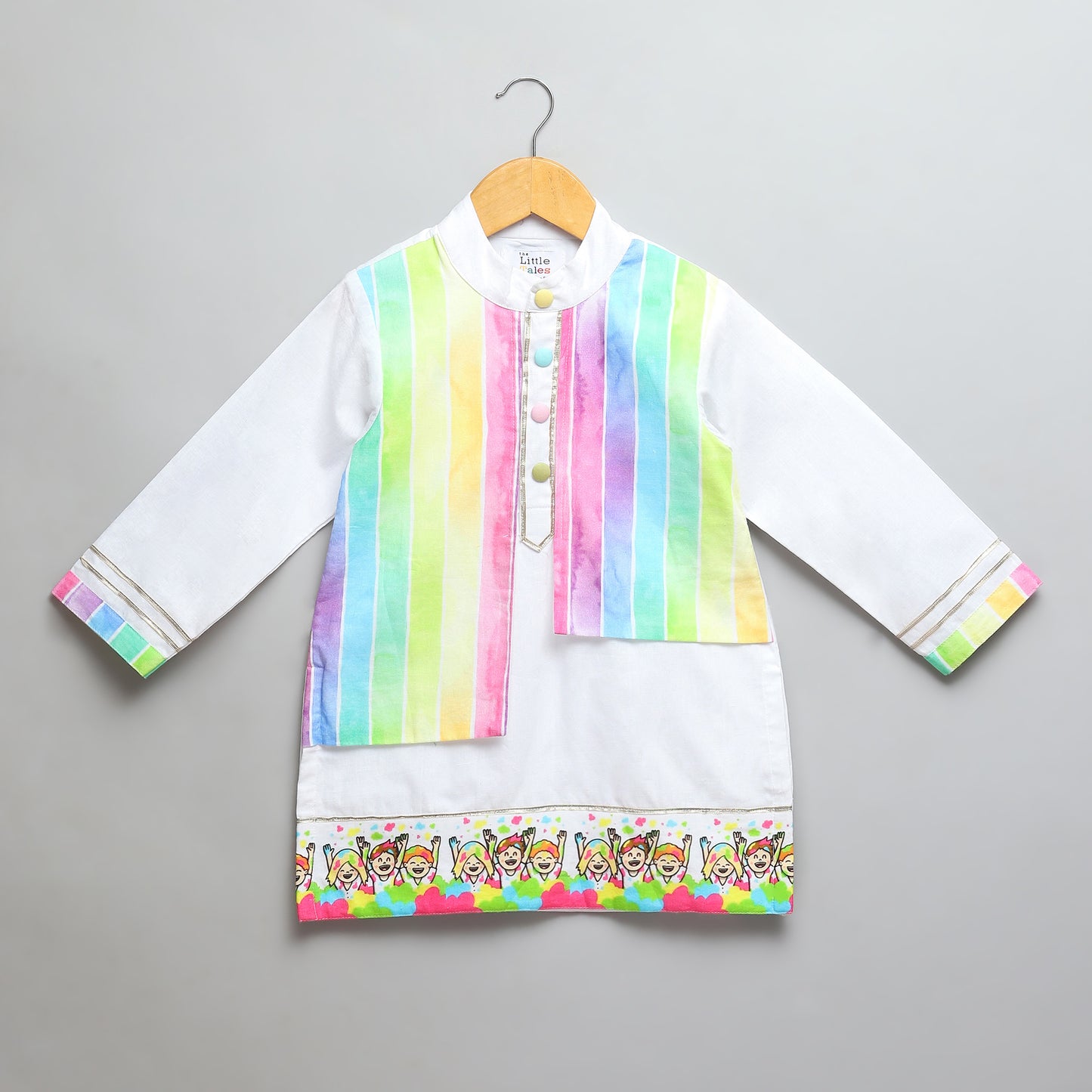 Happy Holi kids Printed Kurta Pyjama set