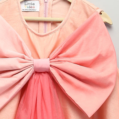 BIG PEACH DOUBLE SHADED BOW DRESS