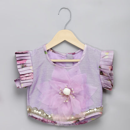 Light purple 3d flowers lehnga set