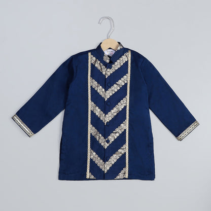 Blue organza diagonal chanderi kurta Pyjama set