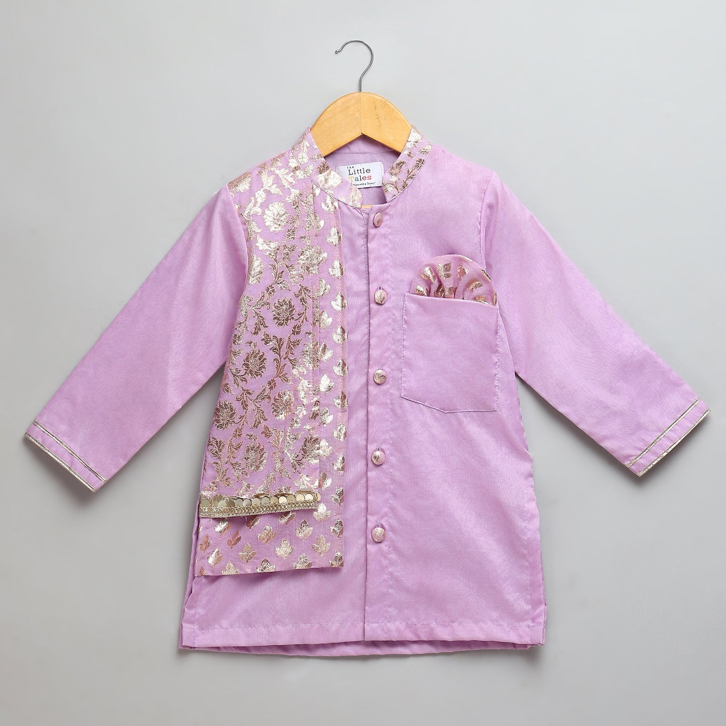 Pastel purple Kurta Pyjama with Attached jacket