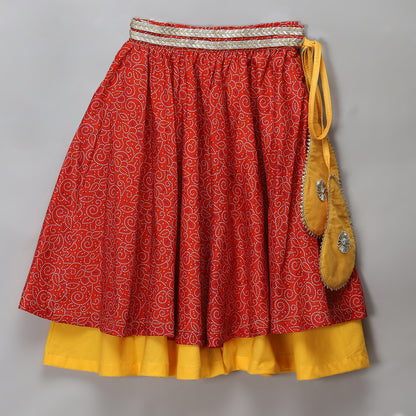 Orange yellow peplum blouse lehnga set