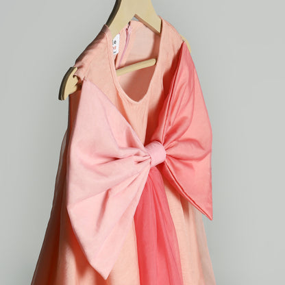 BIG PEACH DOUBLE SHADED BOW DRESS