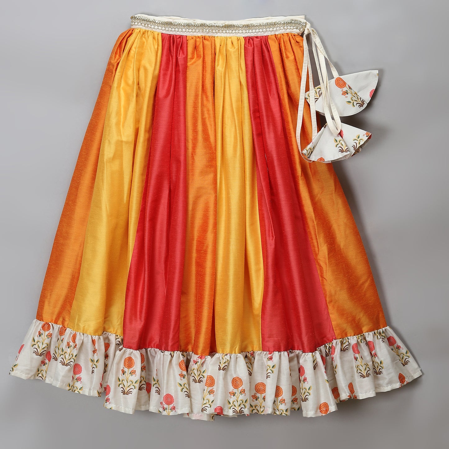 Orange Yellow frill organza lehnga set