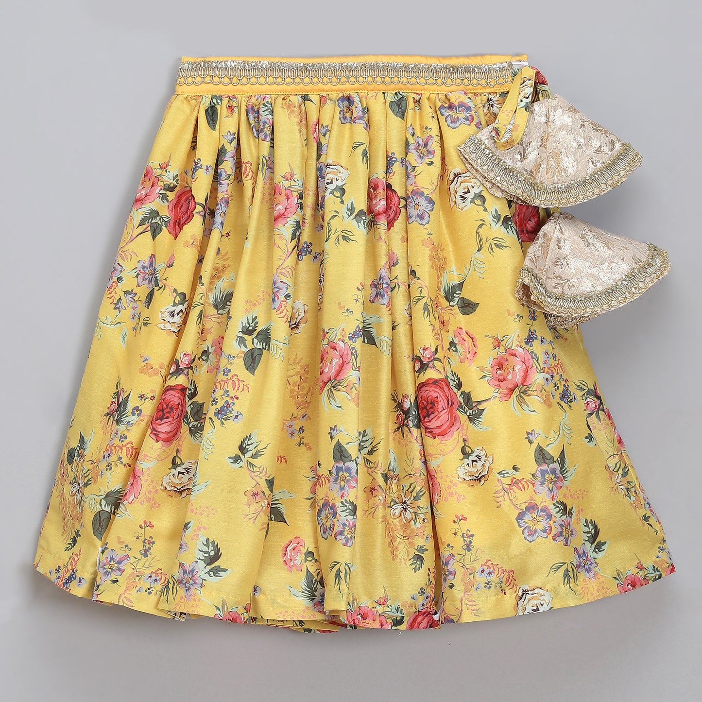 Yellow floral printed Lehnga set