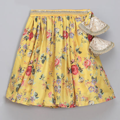 Yellow floral printed Lehnga set