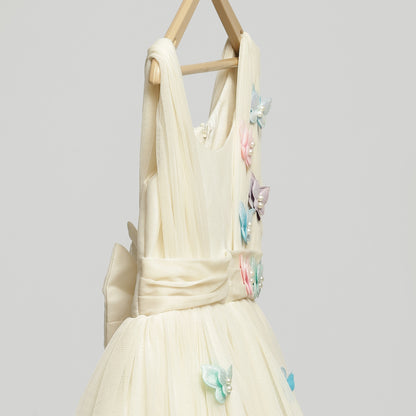 OFF WHITE NET 3D BUTTERFLY DRESS