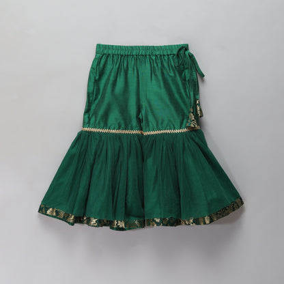 Green Brocade Sharara set with attached dupatta