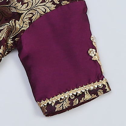 Purple Brocade sharara set with attached duppata