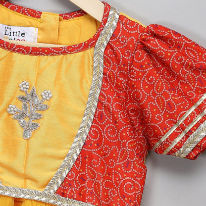 Orange yellow peplum blouse lehnga set