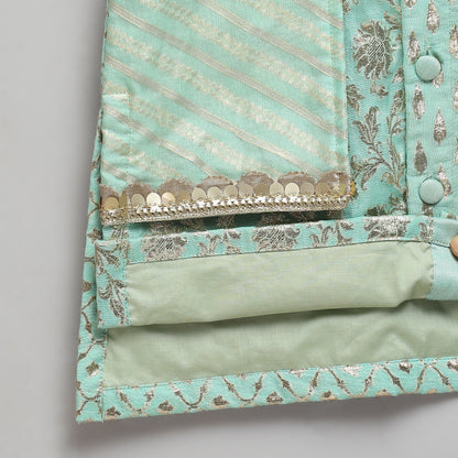 Mint Green  multi zari panelled kurta Pyjama