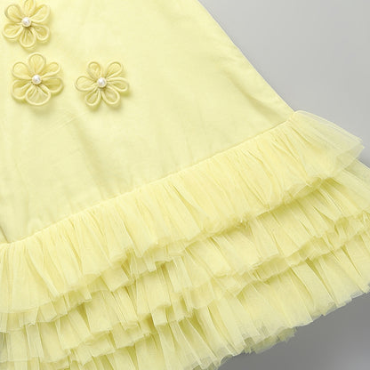 YELLOW 3D FLOWER DRESS