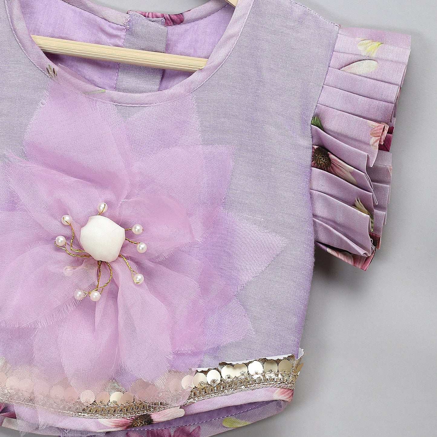 Light purple 3d flowers lehnga set