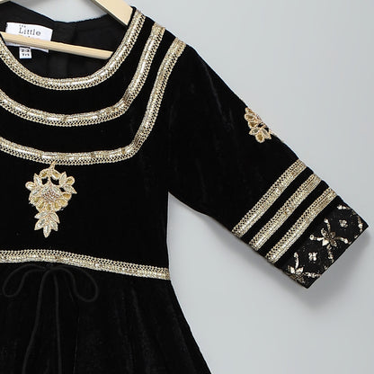 Black  color anarkali set with duppata