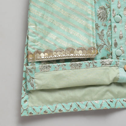 Mint Green multi zari panelled kurta Pyjama (Sale)