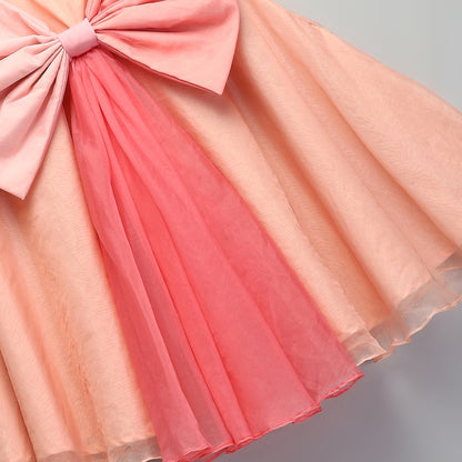 BIG PEACH DOUBLE SHADED BOW DRESS