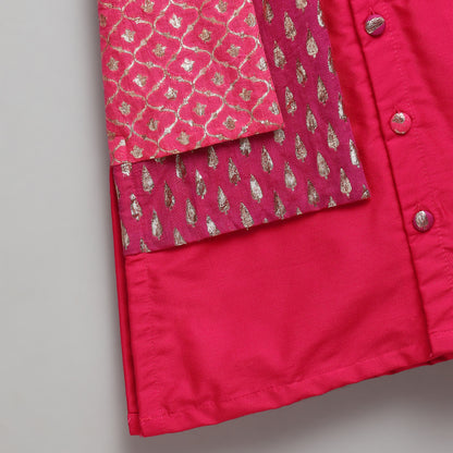 Pink Kurta Pyjama with Attached jacket