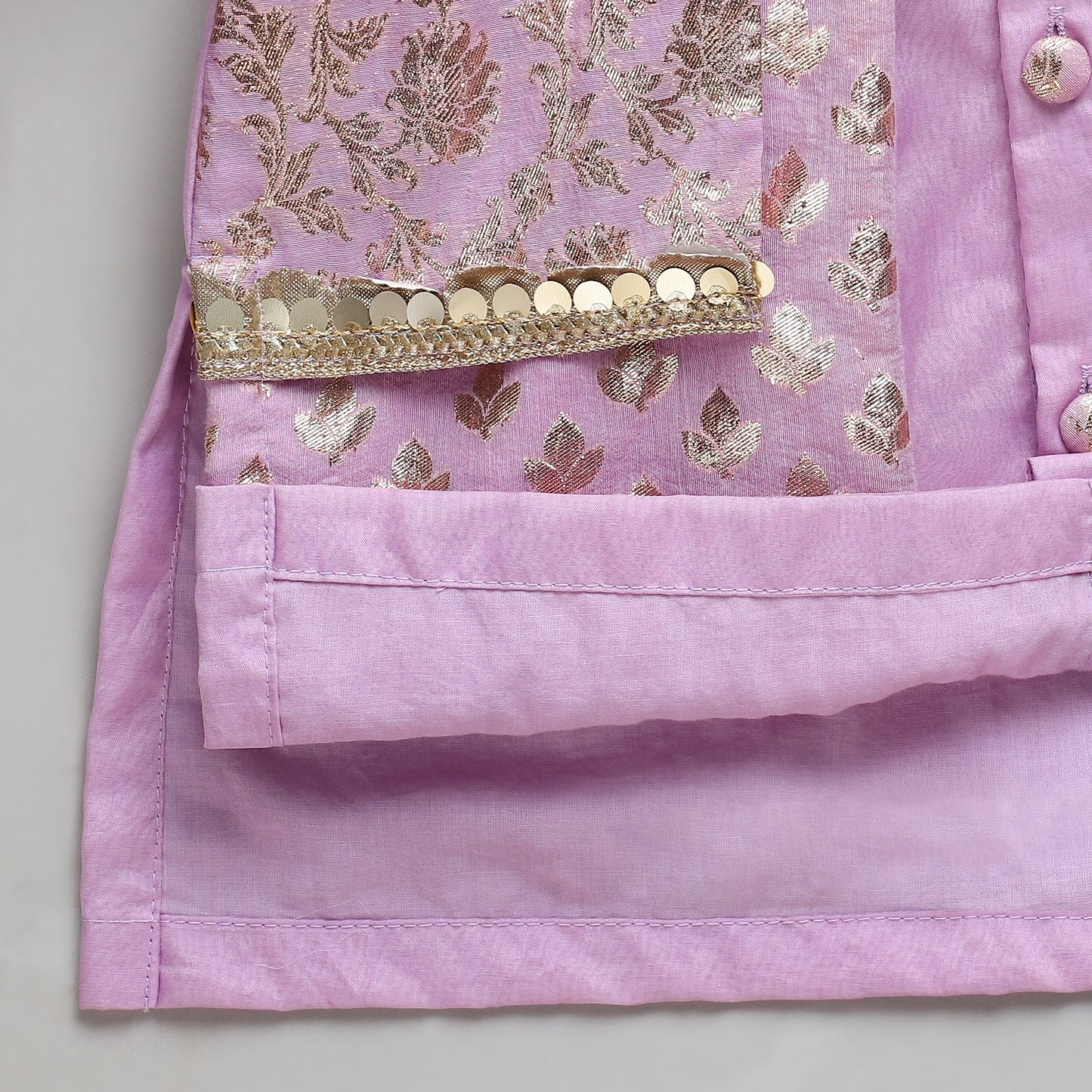 Pastel purple Kurta Pyjama with Attached jacket