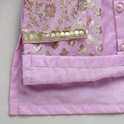 Pastel purple Kurta Pyjama with Attached jacket