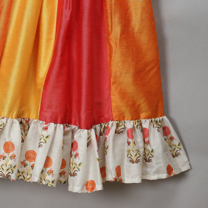 Orange Yellow frill organza lehnga set