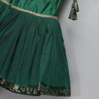 Green Brocade Sharara set with attached dupatta