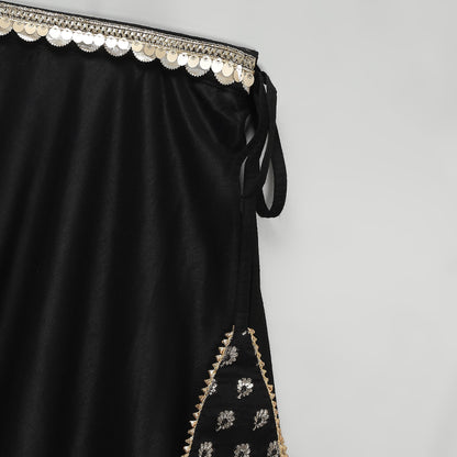 Black chanderi frill lehnga set