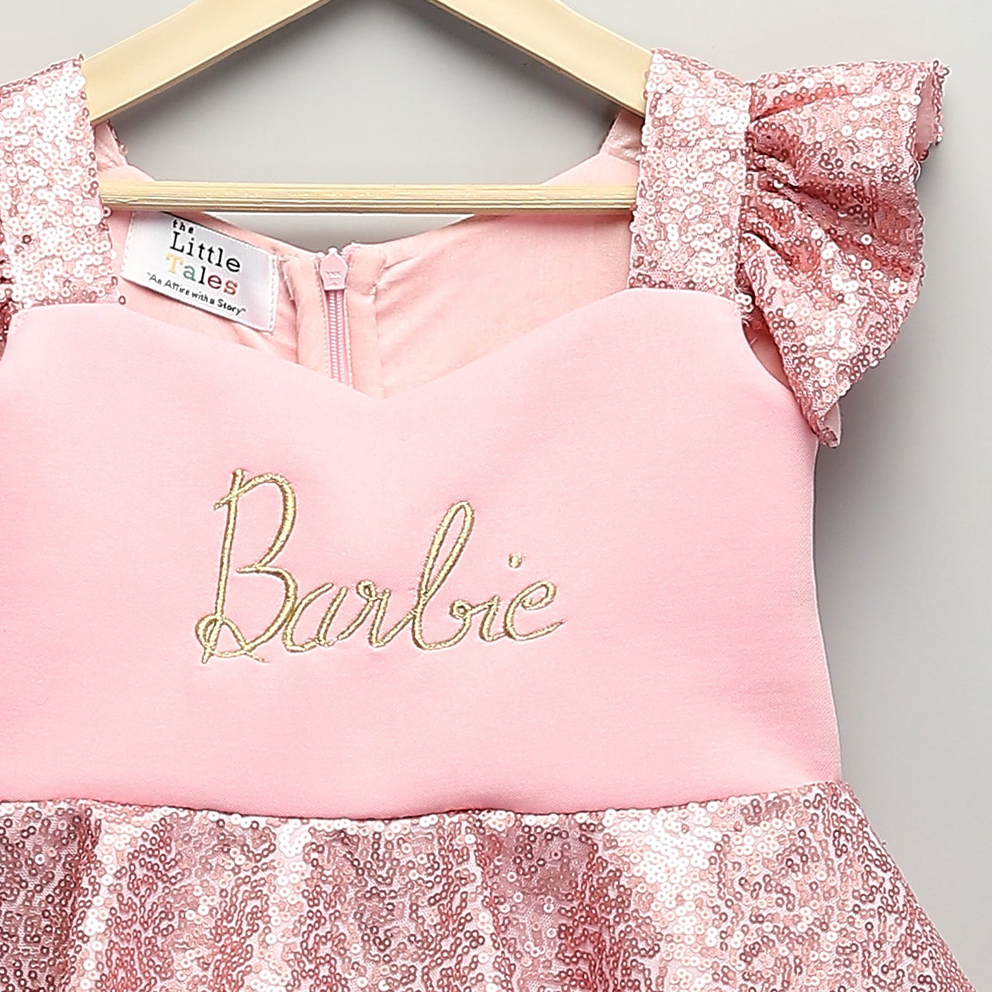 PINK SEQUINS BARBIE PEPLUM DRESS